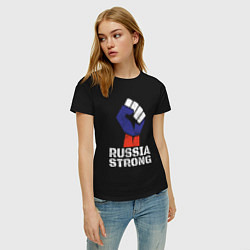 Футболка хлопковая женская Россия сильная, цвет: черный — фото 2