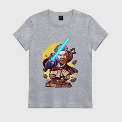 Футболка хлопковая женская Звёздные войны: Оби-Ван Кеноби - арт, цвет: меланж