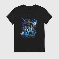 Футболка хлопковая женская Райден - гром заберёт тебя, цвет: черный