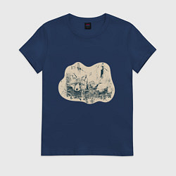 Футболка хлопковая женская Туаль де Жуи лиса, цвет: тёмно-синий