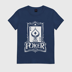 Футболка хлопковая женская Покер туз пик, цвет: тёмно-синий