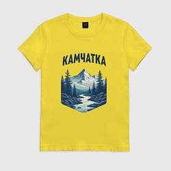 Футболка хлопковая женская Природа Камчатки, цвет: желтый