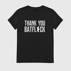 Футболка хлопковая женская Thank you Batfleck, цвет: черный