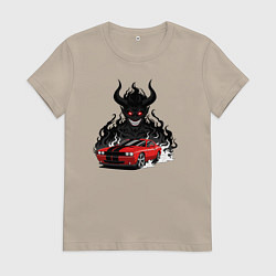 Футболка хлопковая женская Dodge - Demon SRT, цвет: миндальный