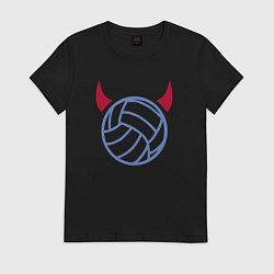 Футболка хлопковая женская Volleyball devil, цвет: черный
