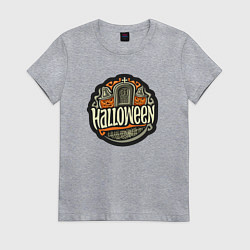 Футболка хлопковая женская День хэллоуина, цвет: меланж