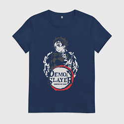 Футболка хлопковая женская Тандзиро кун, цвет: тёмно-синий