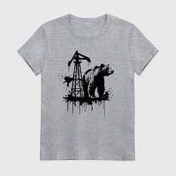 Футболка хлопковая женская Медведь и нефть, цвет: меланж