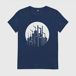 Футболка хлопковая женская Лунный завод, цвет: тёмно-синий