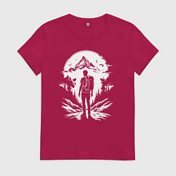 Футболка хлопковая женская Трекинг в горах, цвет: маджента