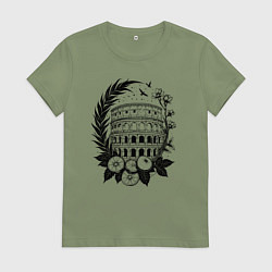 Футболка хлопковая женская Колизей в цвету: аромат Италии, цвет: авокадо