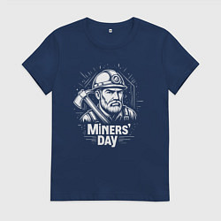 Футболка хлопковая женская День шахтера, цвет: тёмно-синий