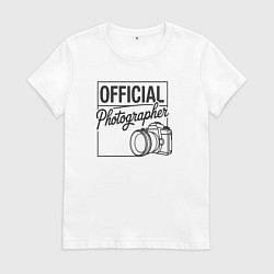 Футболка хлопковая женская Официальный фотограф, цвет: белый