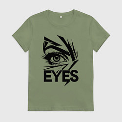 Футболка хлопковая женская Взгляд глаза, цвет: авокадо