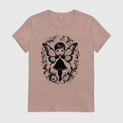 Футболка хлопковая женская Фея в орнаменте, цвет: пыльно-розовый