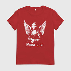 Футболка хлопковая женская Мона Лиза с крыльями, цвет: красный