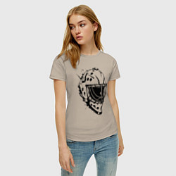 Футболка хлопковая женская Черная вратарская маска, цвет: миндальный — фото 2