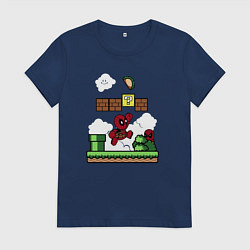 Футболка хлопковая женская Deadpool Mario, цвет: тёмно-синий