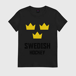 Футболка хлопковая женская Swedish Hockey, цвет: черный