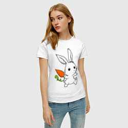 Футболка хлопковая женская Зайка с морковкой, цвет: белый — фото 2