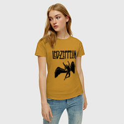 Футболка хлопковая женская Led Zeppelin, цвет: горчичный — фото 2