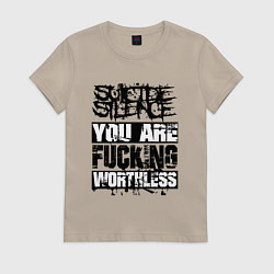 Футболка хлопковая женская Suicide Silence: You are Fucking, цвет: миндальный