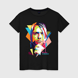 Футболка хлопковая женская Kurt Cobain: Colors, цвет: черный
