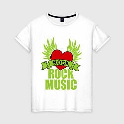 Футболка хлопковая женская Rock Music Love, цвет: белый