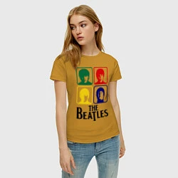 Футболка хлопковая женская The Beatles: Colors, цвет: горчичный — фото 2