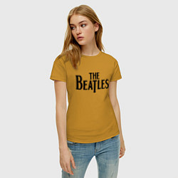 Футболка хлопковая женская The Beatles, цвет: горчичный — фото 2