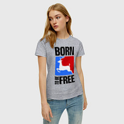 Футболка хлопковая женская Born to be free, цвет: меланж — фото 2