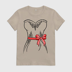 Футболка хлопковая женская Платье невесты, цвет: миндальный