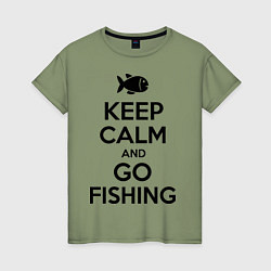 Женская футболка Keep Calm & Go fishing
