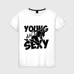 Футболка хлопковая женская Young & Sexy, цвет: белый