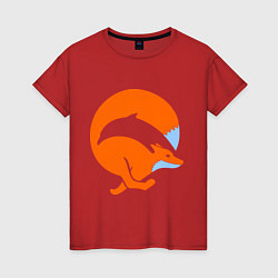 Футболка хлопковая женская Лиса-дельфин, цвет: красный