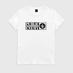 Футболка хлопковая женская Public Enemy, цвет: белый