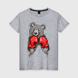 Футболка хлопковая женская Bear Boxing, цвет: меланж