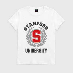 Футболка хлопковая женская Stanford University, цвет: белый