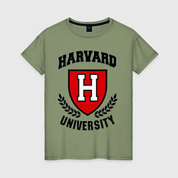 Футболка хлопковая женская Harvard University, цвет: авокадо