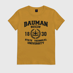 Футболка хлопковая женская BAUMAN University, цвет: горчичный