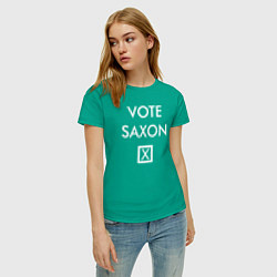 Футболка хлопковая женская Vote Saxon, цвет: зеленый — фото 2