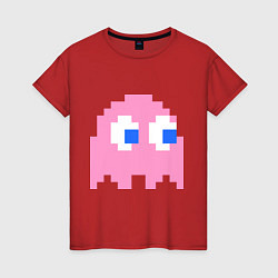 Футболка хлопковая женская Pac-Man: Pinky, цвет: красный