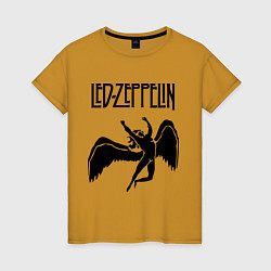 Футболка хлопковая женская Led Zeppelin Swan, цвет: горчичный