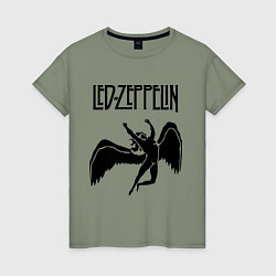 Футболка хлопковая женская Led Zeppelin Swan, цвет: авокадо