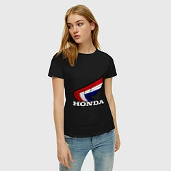Футболка хлопковая женская Honda, цвет: черный — фото 2