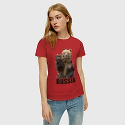 Футболка хлопковая женская Russia: Poly Bear, цвет: красный — фото 2