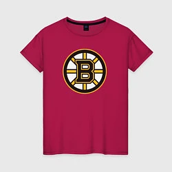 Футболка хлопковая женская Boston Bruins, цвет: маджента