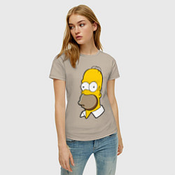 Футболка хлопковая женская Sad Homer, цвет: миндальный — фото 2