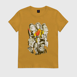 Футболка хлопковая женская Герои Тарантино, цвет: горчичный
