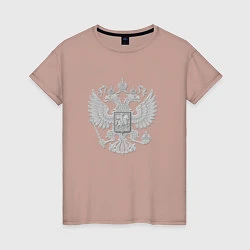 Футболка хлопковая женская Герб России, цвет: пыльно-розовый